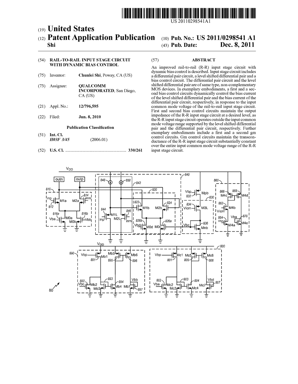 RAIL-TO-RAIL INPUT STAGE CIRCUIT WITH DYNAMIC BIAS CONTROL - diagram, schematic, and image 01