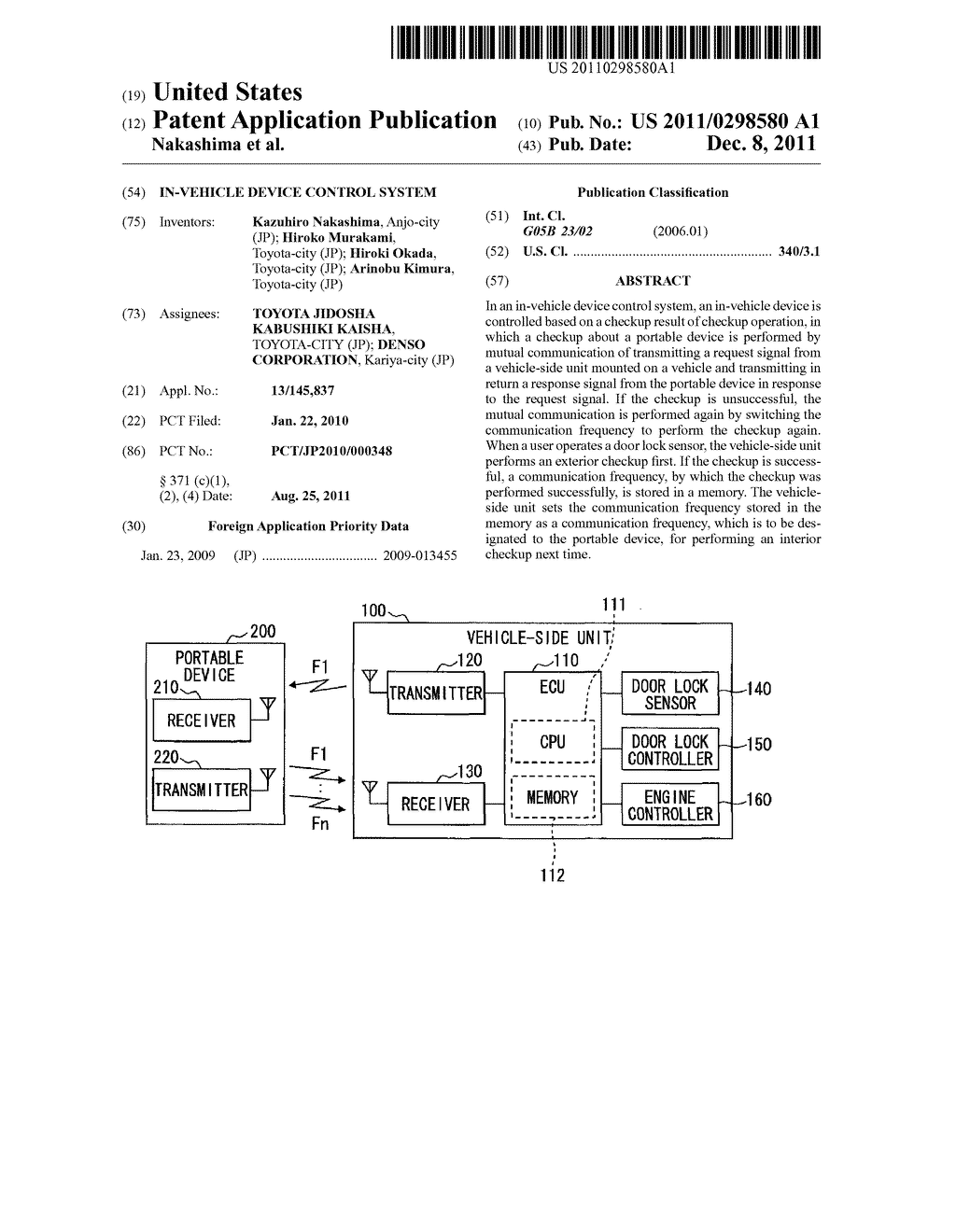 IN-VEHICLE DEVICE CONTROL SYSTEM - diagram, schematic, and image 01