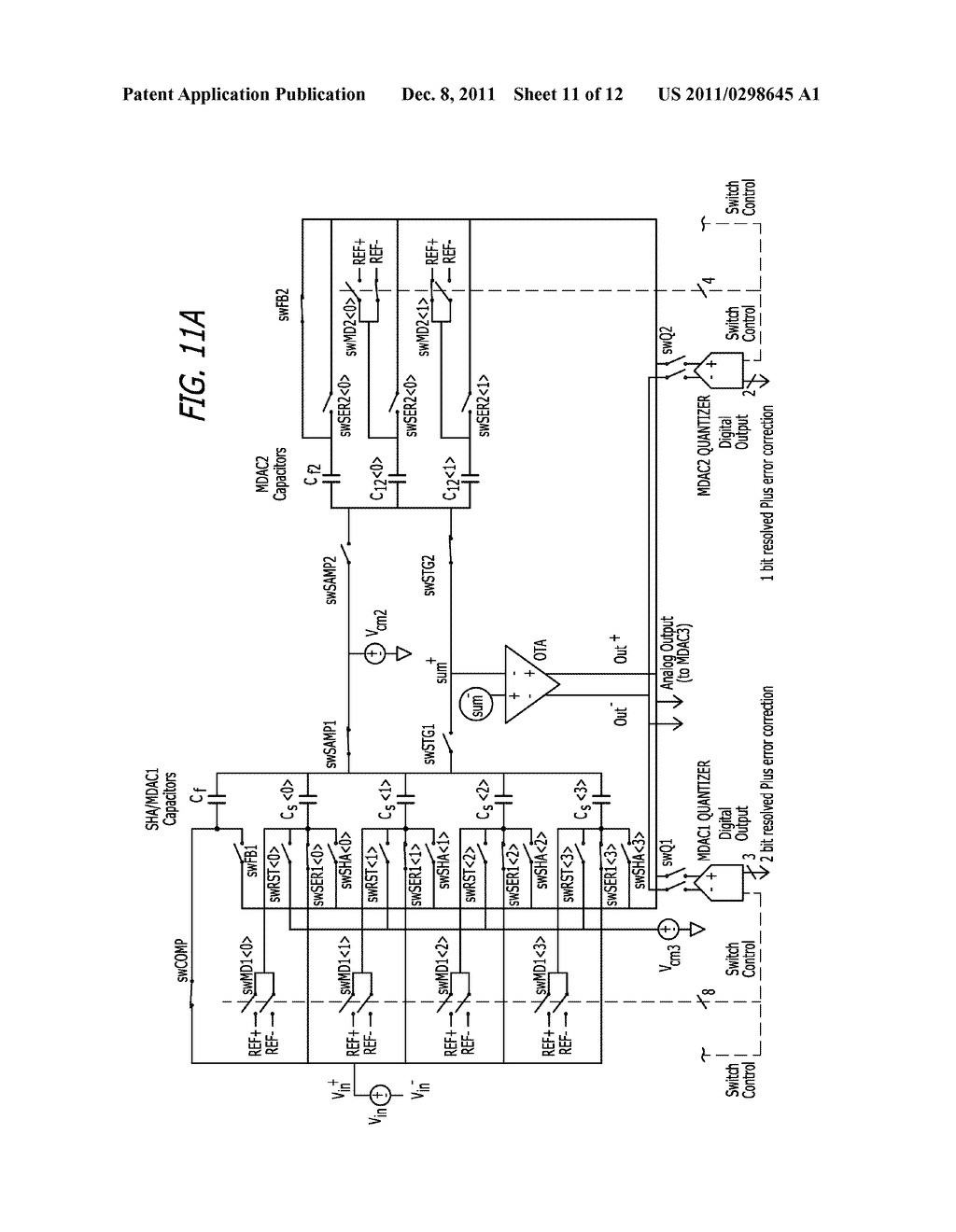 Shared Operational Transconductance Amplifier Pipelined ADC Incorporating     a Sample/Hold Amplifier and Multiple MDAC Stages - diagram, schematic, and image 12