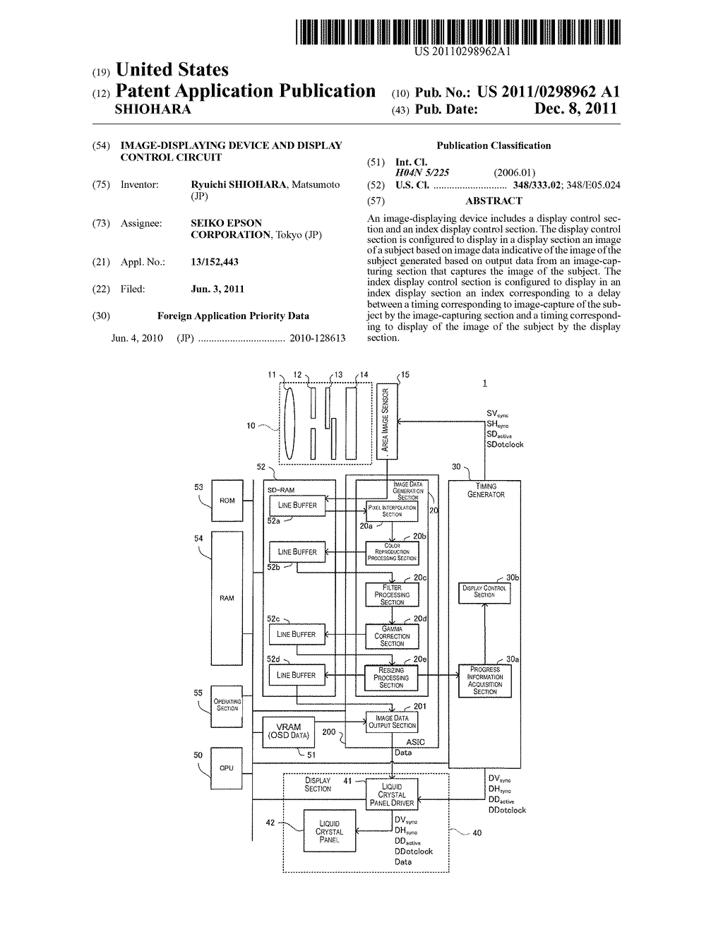 IMAGE-DISPLAYING DEVICE AND DISPLAY CONTROL CIRCUIT - diagram, schematic, and image 01