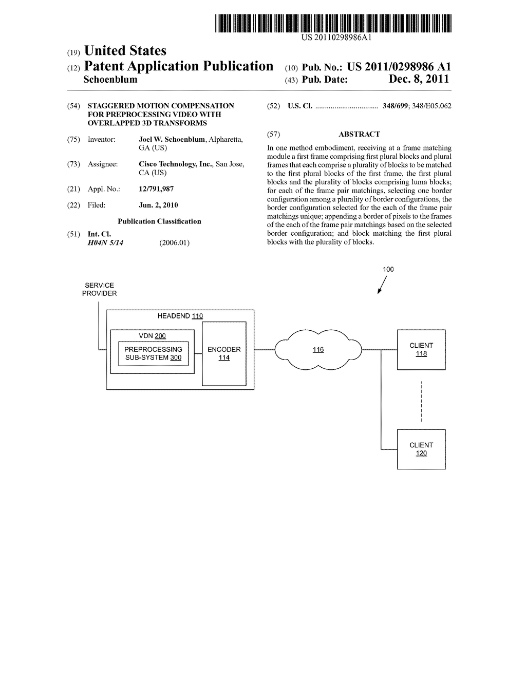 STAGGERED MOTION COMPENSATION FOR PREPROCESSING VIDEO WITH OVERLAPPED 3D     TRANSFORMS - diagram, schematic, and image 01