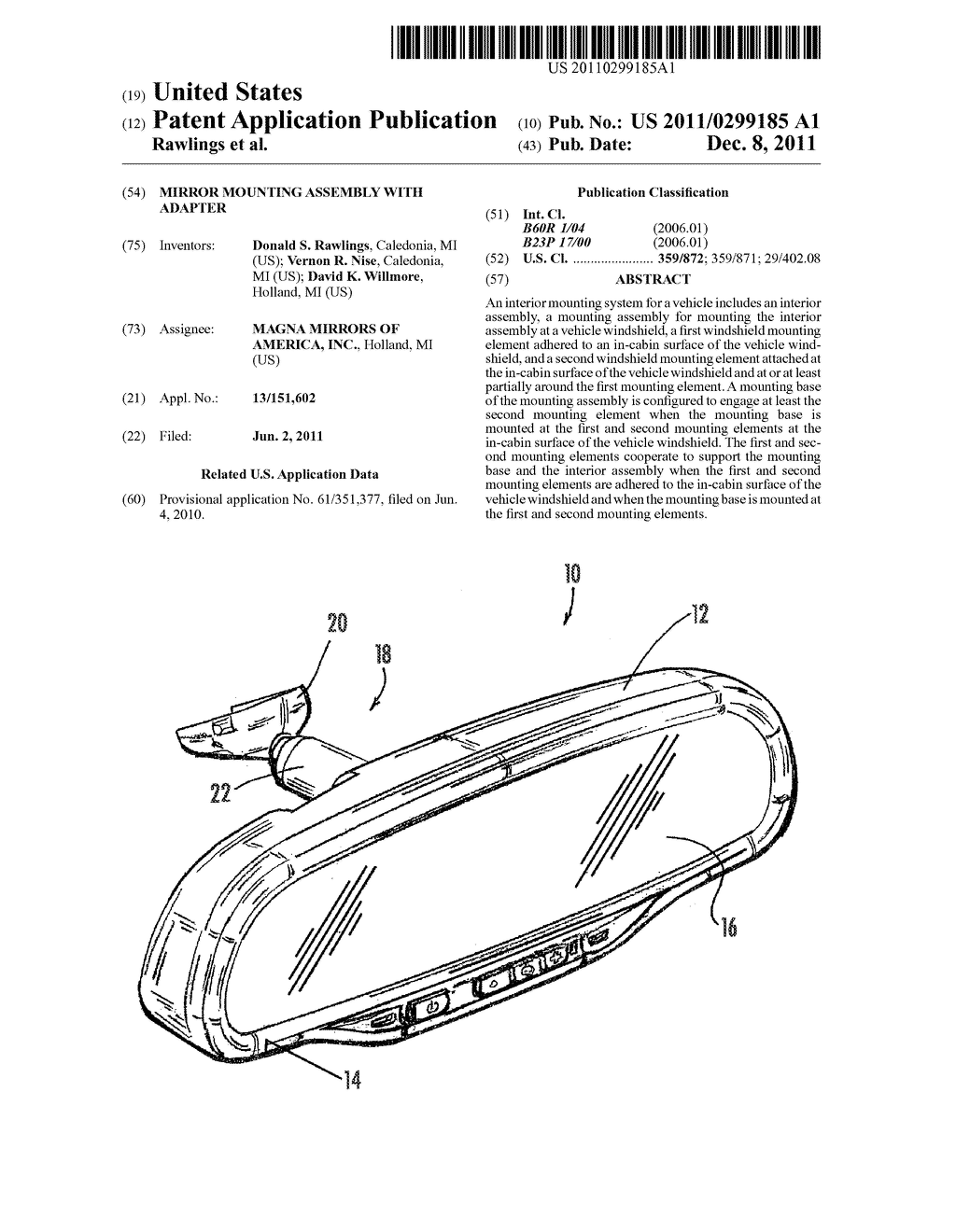 MIRROR MOUNTING ASSEMBLY WITH ADAPTER - diagram, schematic, and image 01