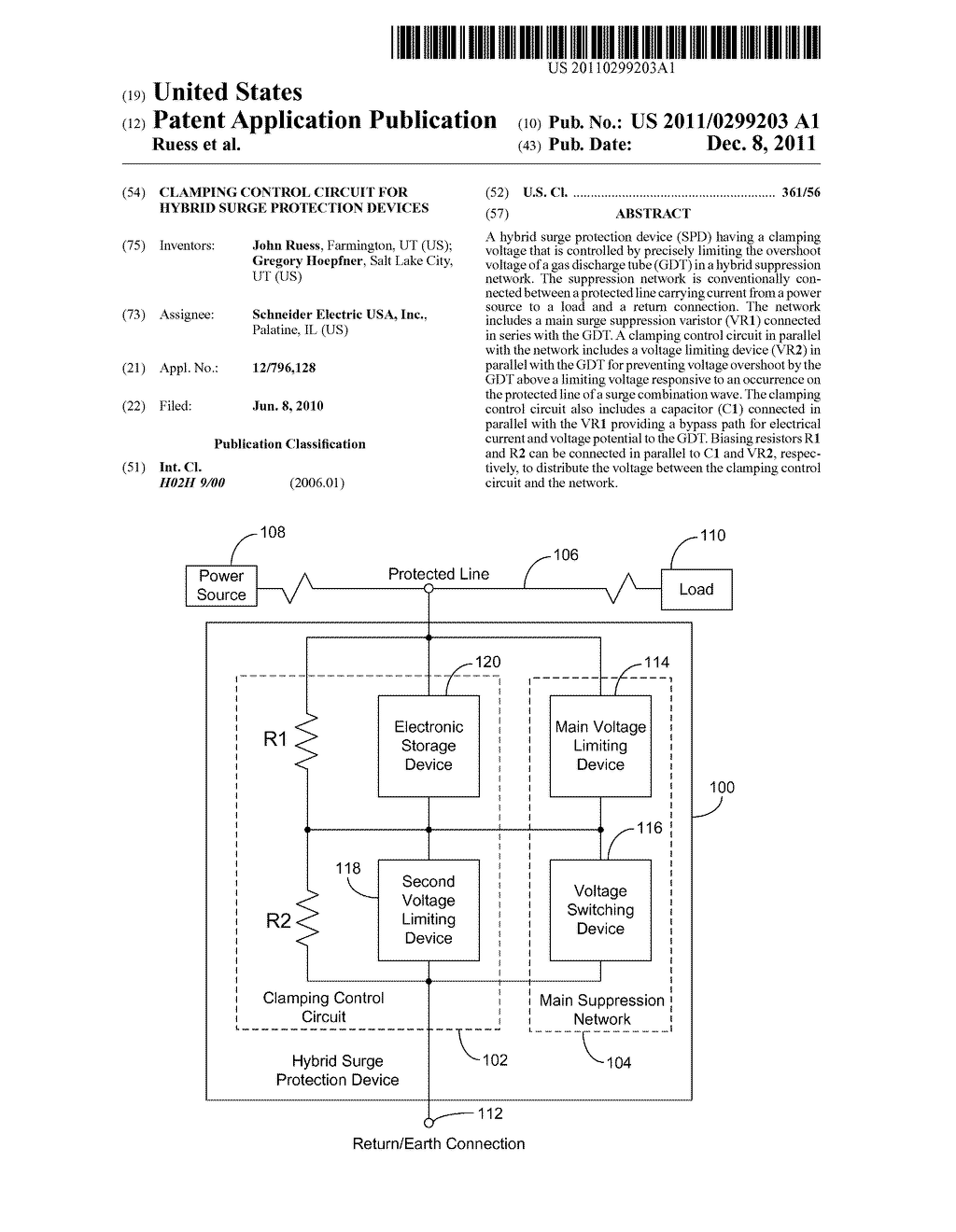 CLAMPING CONTROL CIRCUIT FOR HYBRID SURGE PROTECTION DEVICES - diagram, schematic, and image 01