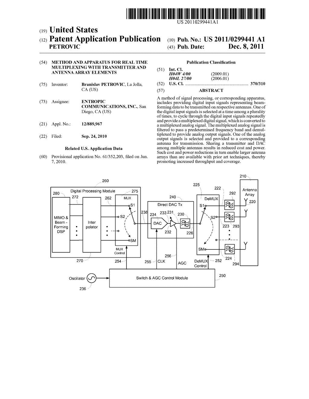 Method and Apparatus for Real Time Multiplexing with Transmitter and     Antenna Array Elements - diagram, schematic, and image 01