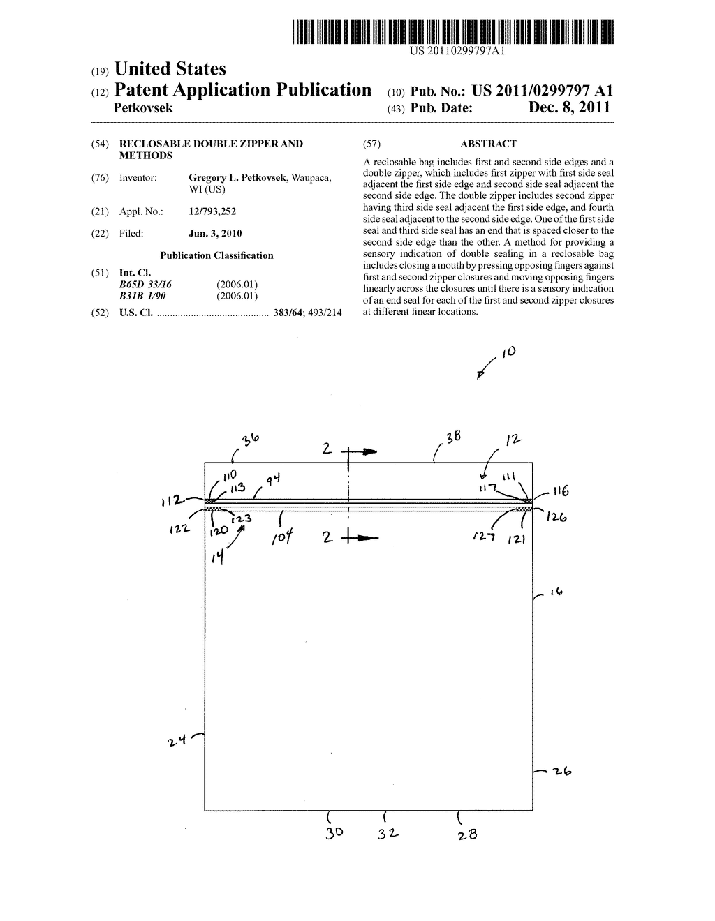 RECLOSABLE DOUBLE ZIPPER AND METHODS - diagram, schematic, and image 01