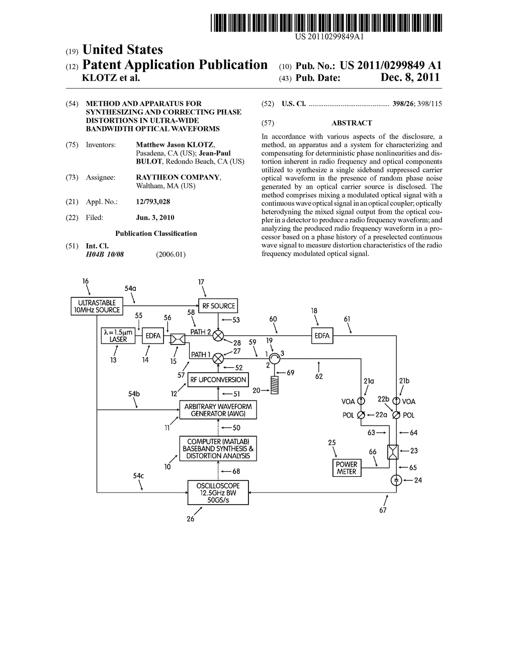 METHOD AND APPARATUS FOR SYNTHESIZING AND CORRECTING PHASE DISTORTIONS IN     ULTRA-WIDE BANDWIDTH OPTICAL WAVEFORMS - diagram, schematic, and image 01