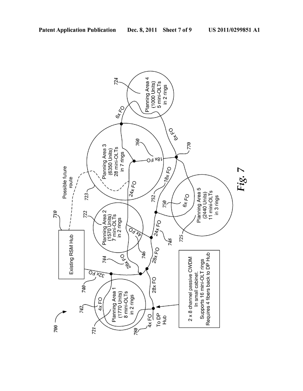 RING IN RING PASSIVE OPTICAL NETWORK SYSTEM FOR PROVIDING FIBER TO THE     HOME WITH REDUCED NUMBER OF FIBERS - diagram, schematic, and image 08