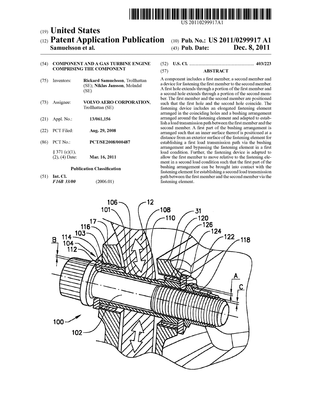 COMPONENT AND A GAS TURBINE ENGINE COMPRISING THE COMPONENT - diagram, schematic, and image 01