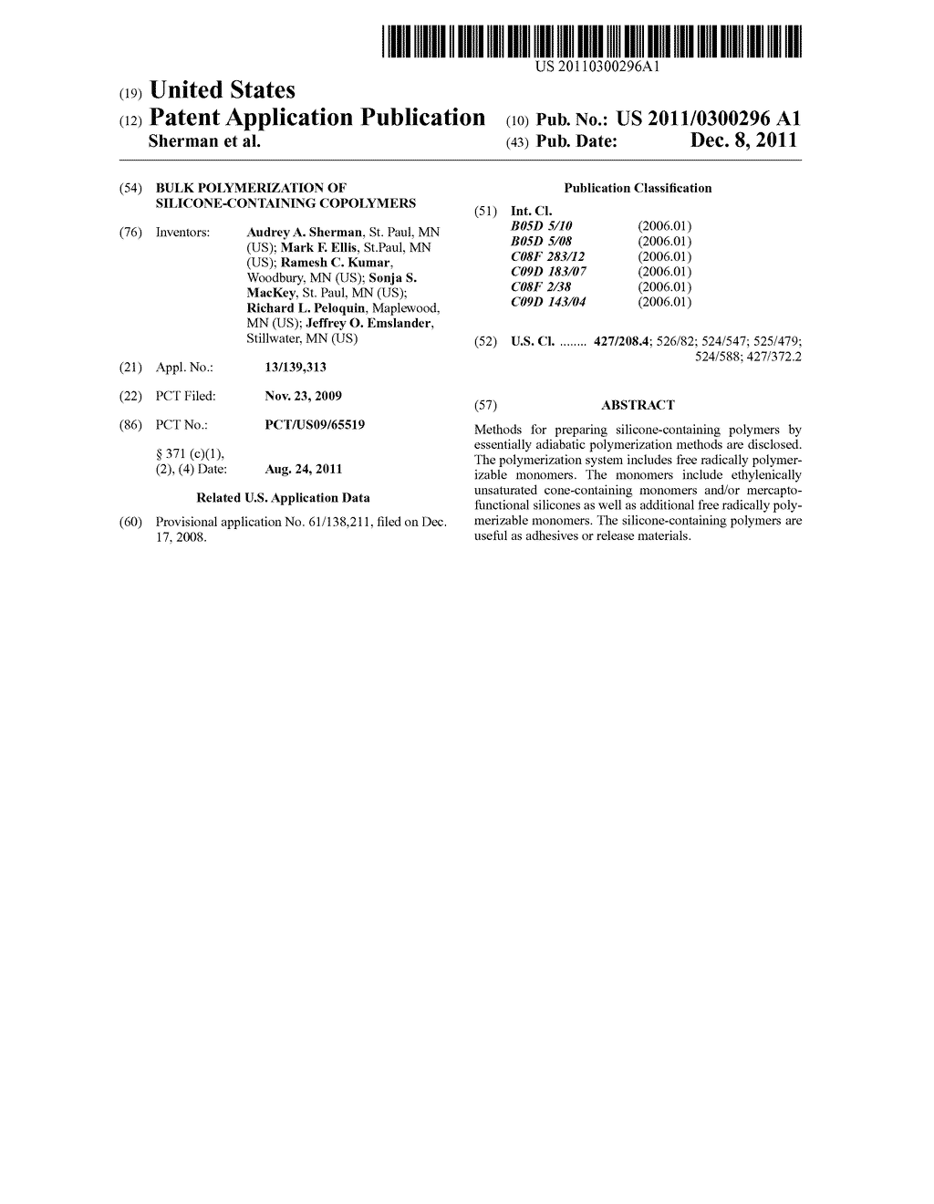 BULK POLYMERIZATION OF SILICONE-CONTAINING COPOLYMERS - diagram, schematic, and image 01