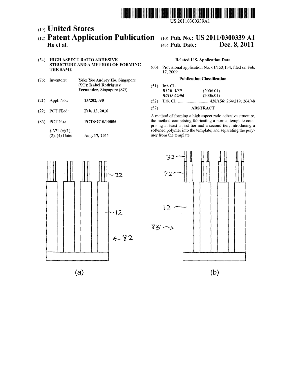 HIGH ASPECT RATIO ADHESIVE STRUCTURE AND A METHOD OF FORMING THE SAME - diagram, schematic, and image 01