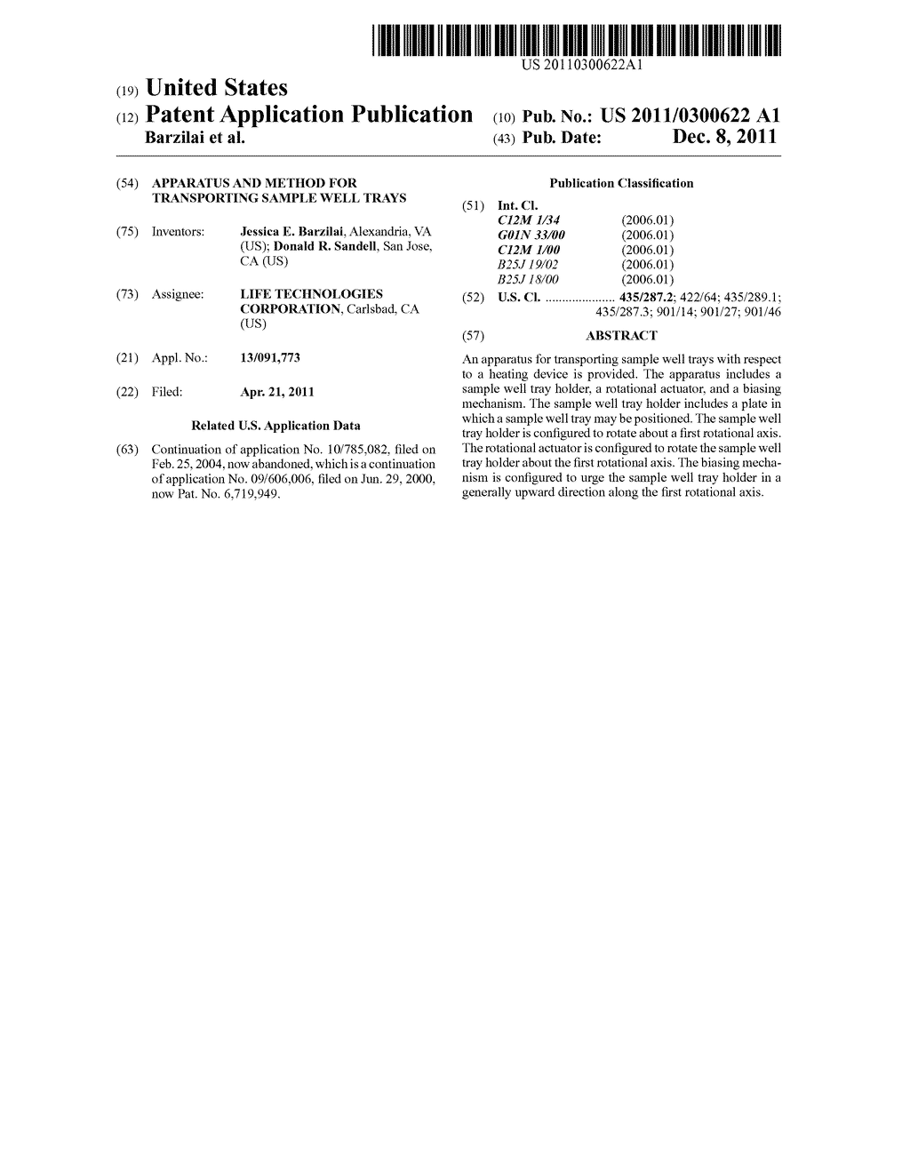 Apparatus and Method for Transporting Sample Well Trays - diagram, schematic, and image 01