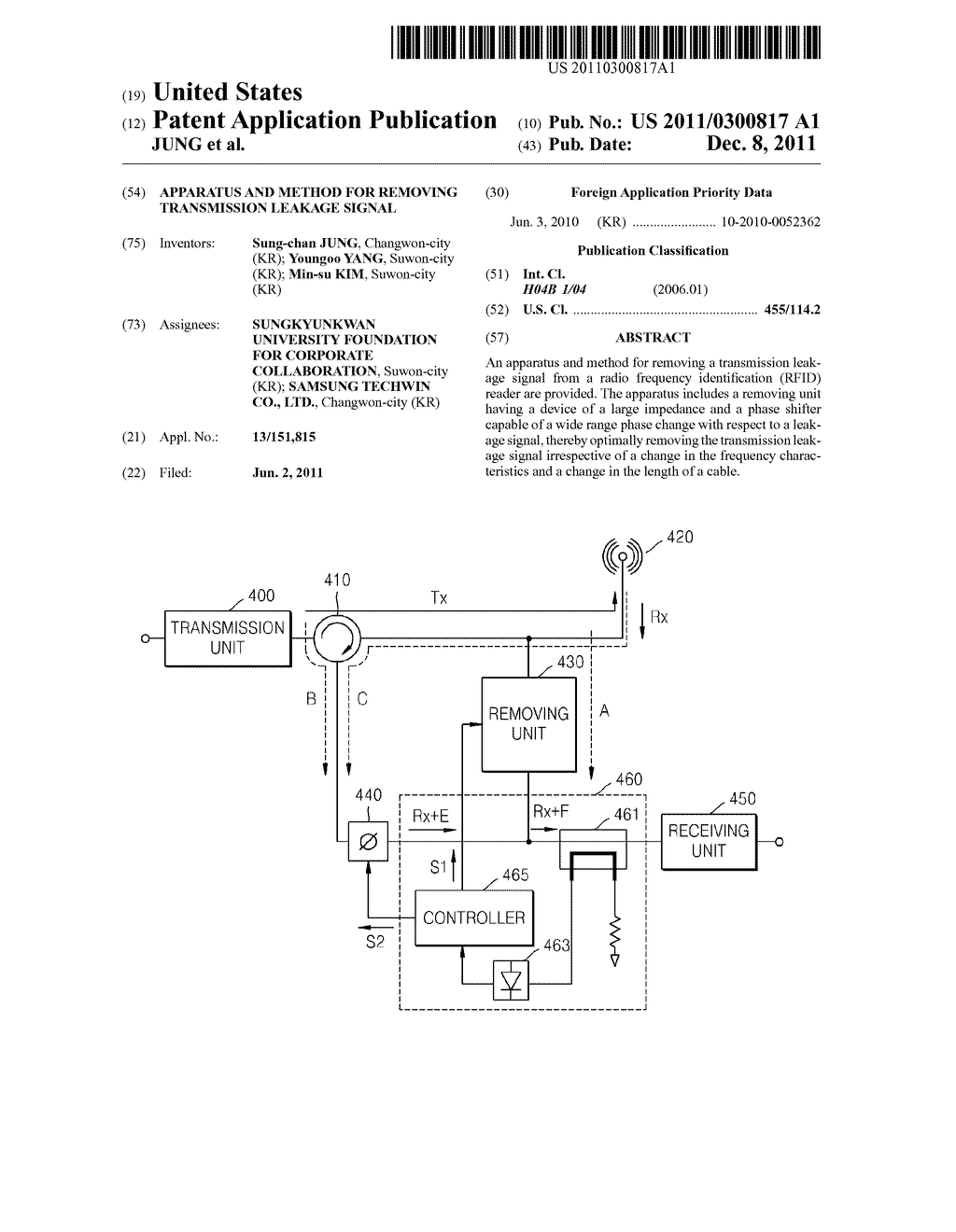 APPARATUS AND METHOD FOR REMOVING TRANSMISSION LEAKAGE SIGNAL - diagram, schematic, and image 01