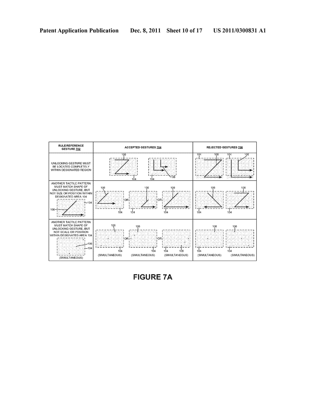 AUTHENTICATION OF A MOBILE DEVICE BY A PATTERNED SECURITY GESTURE APPLIED     TO DOTTED INPUT AREA - diagram, schematic, and image 11