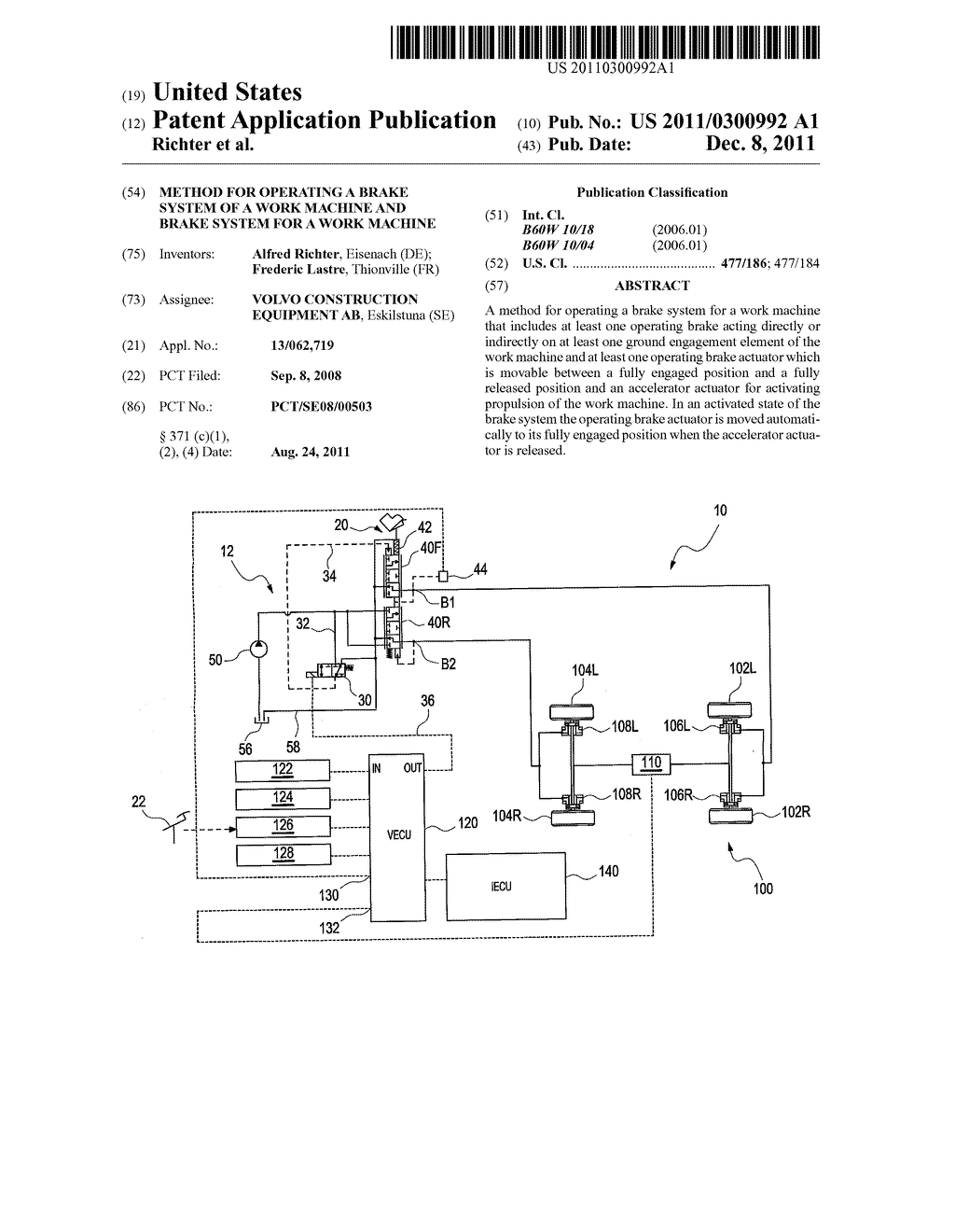METHOD FOR OPERATING A BRAKE SYSTEM OF A WORK MACHINE AND BRAKE SYSTEM FOR     A WORK MACHINE - diagram, schematic, and image 01