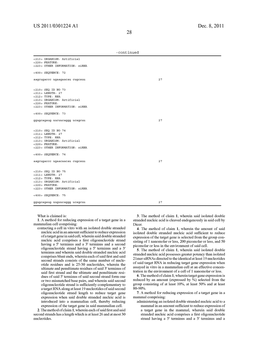 METHODS AND COMPOSITIONS FOR THE SPECIFIC INHIBITION OF GENE EXPRESSION BY     DOUBLE-STRANDED RNA - diagram, schematic, and image 42