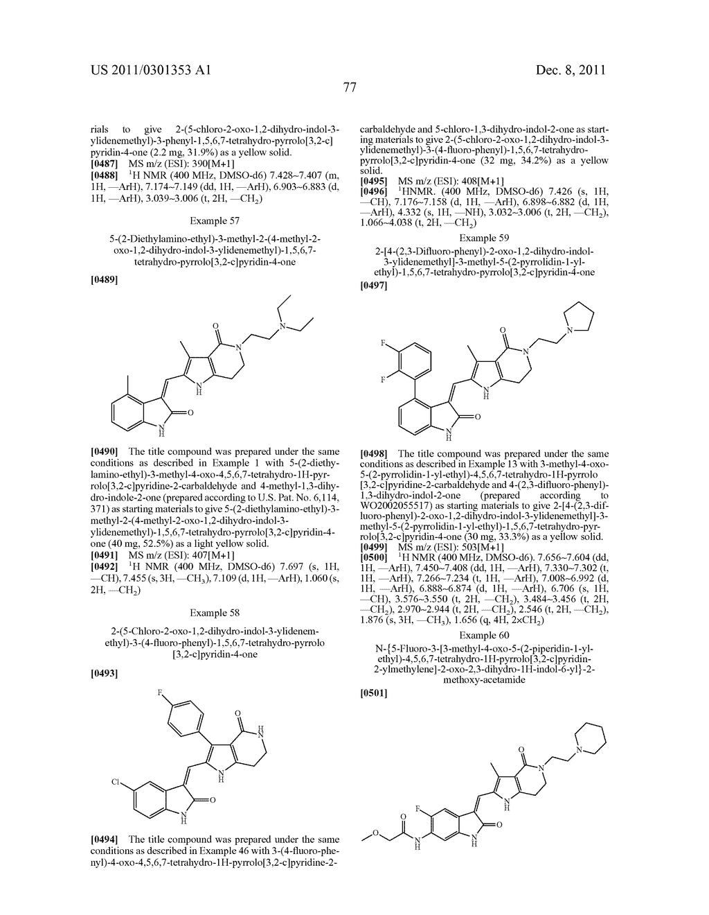 PYRROLO [3,2-C] PYRIDINE-4-ONE 2-INDOLINONE PROTEIN KINASE INHIBITORS - diagram, schematic, and image 78