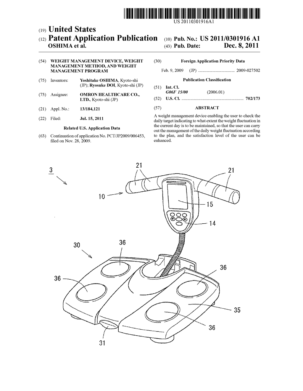 WEIGHT MANAGEMENT DEVICE, WEIGHT MANAGEMENT METHOD, AND WEIGHT MANAGEMENT     PROGRAM - diagram, schematic, and image 01