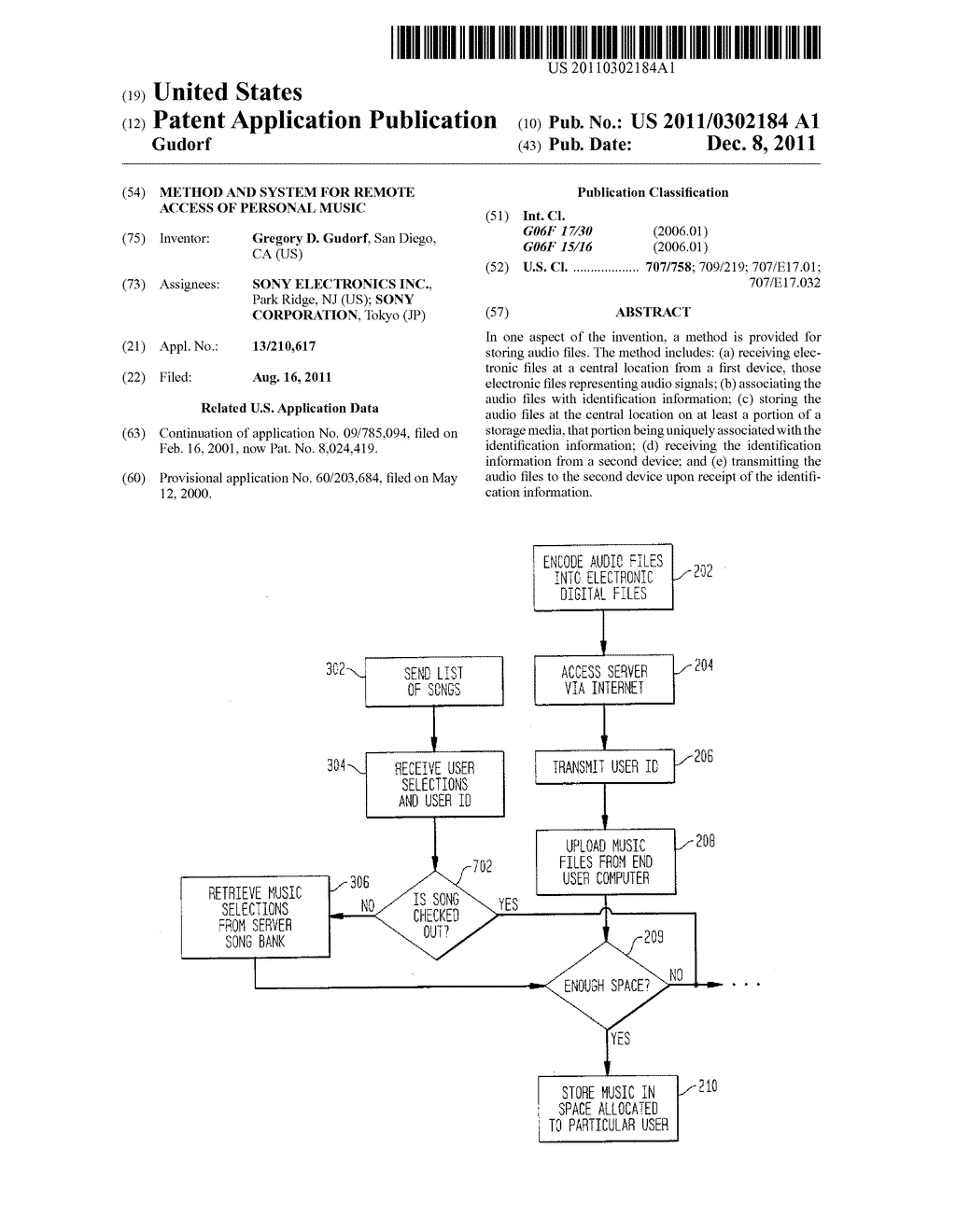 METHOD AND SYSTEM FOR REMOTE ACCESS OF PERSONAL MUSIC - diagram, schematic, and image 01