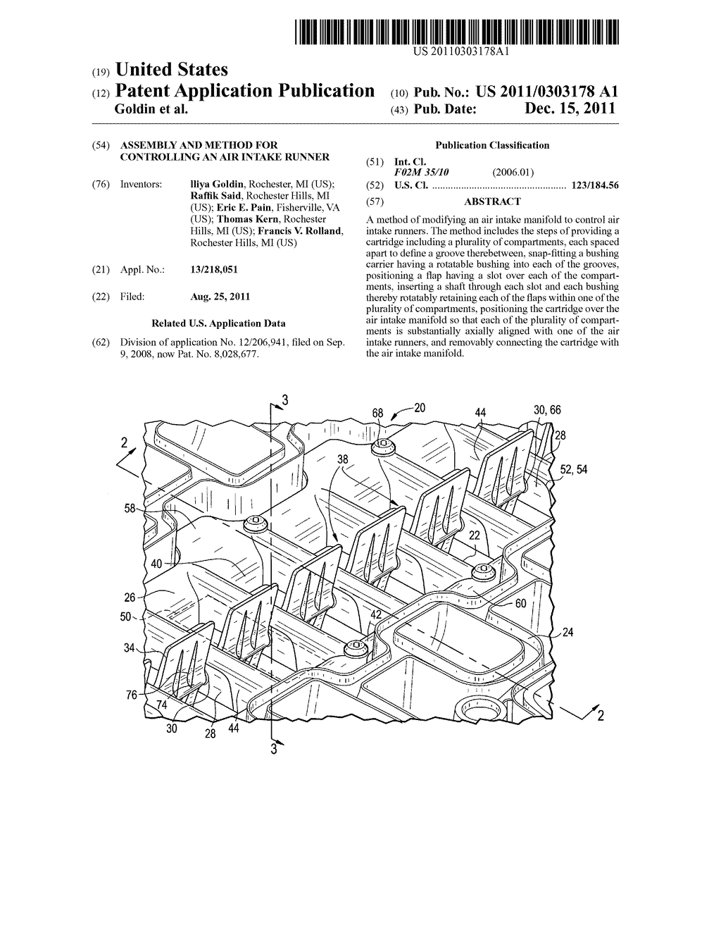 ASSEMBLY AND METHOD FOR CONTROLLING AN AIR INTAKE RUNNER - diagram, schematic, and image 01