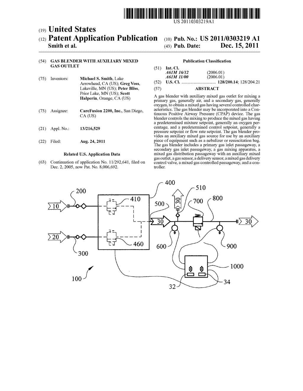 GAS BLENDER WITH AUXILIARY MIXED GAS OUTLET - diagram, schematic, and image 01