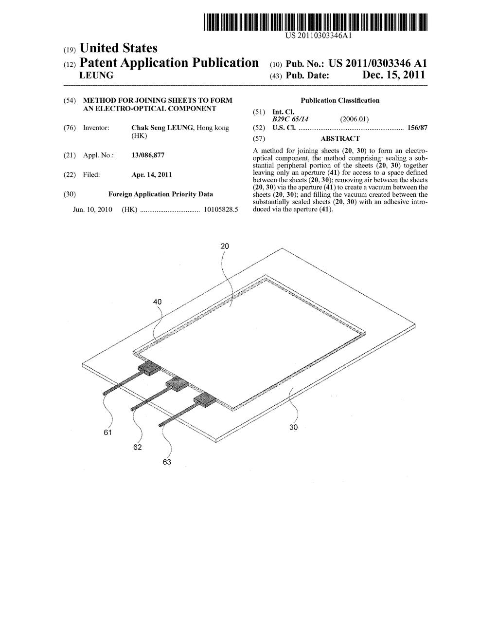METHOD FOR JOINING SHEETS TO FORM AN ELECTRO-OPTICAL COMPONENT - diagram, schematic, and image 01