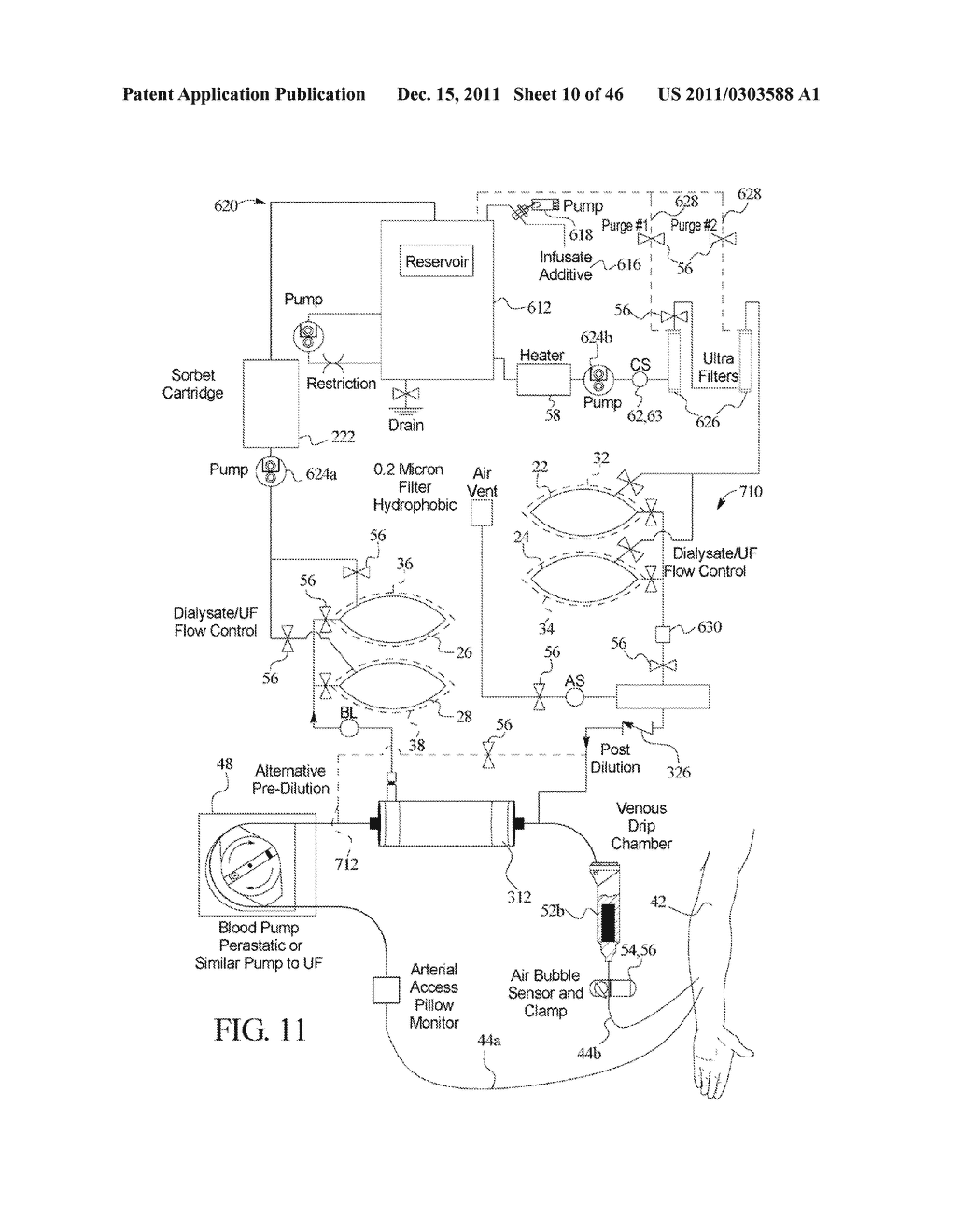 HEMODIALYSIS SYSTEM WITH HORIZONTAL CASSETTE ROLLER PUMPS - diagram, schematic, and image 11