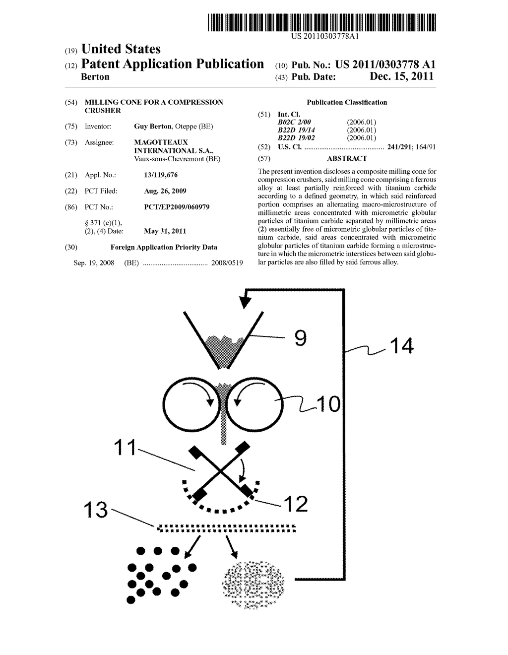 MILLING CONE FOR A COMPRESSION CRUSHER - diagram, schematic, and image 01