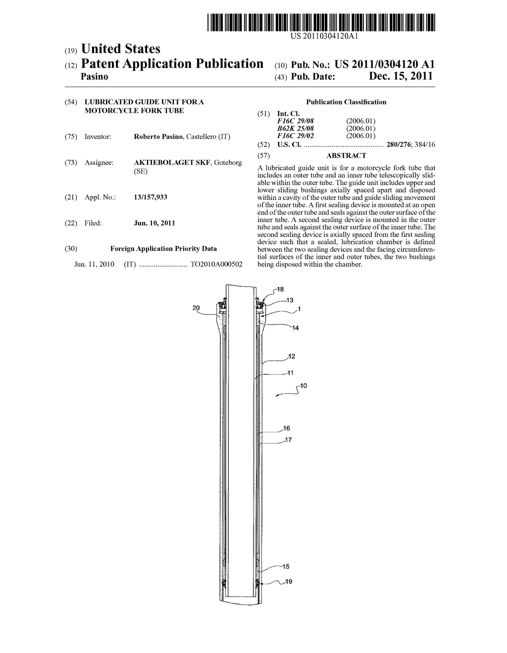 Lubricated Guide Unit for a Motorcycle Fork Tube - diagram, schematic, and image 01