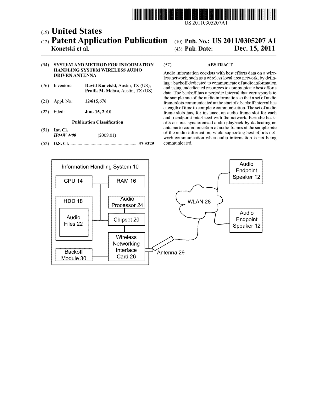 System and Method for Information Handling System Wireless Audio Driven     Antenna - diagram, schematic, and image 01