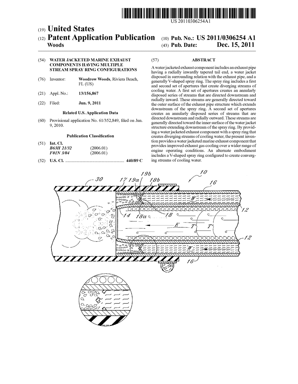 WATER JACKETED MARINE EXHAUST COMPONENTS HAVING MULTIPLE STREAM SPRAY RING     CONFIGURATIONS - diagram, schematic, and image 01