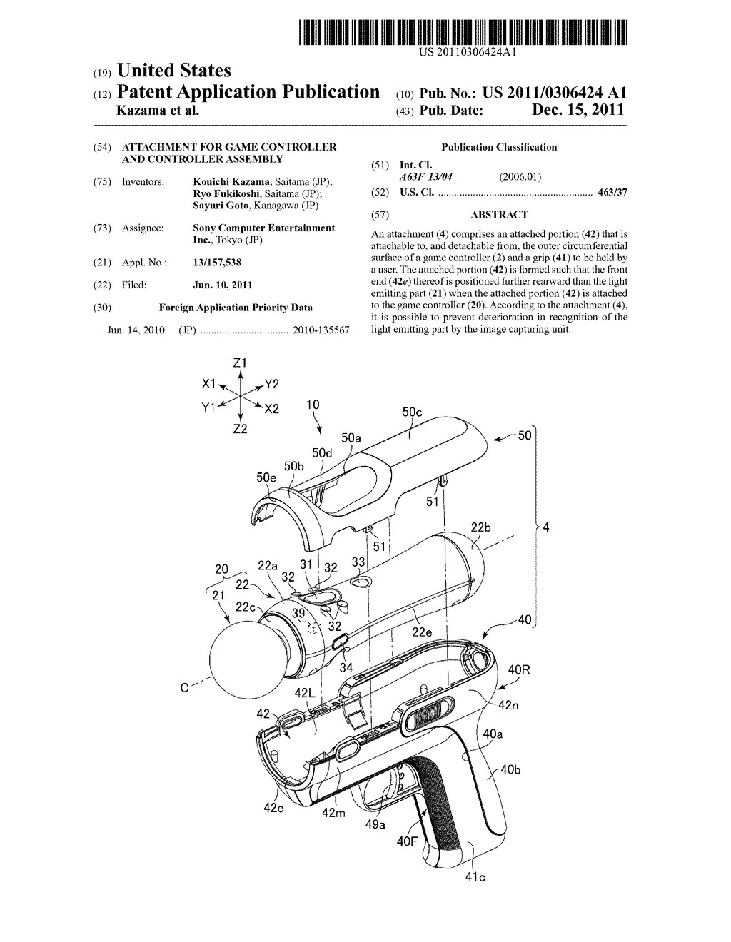 Attachment for Game Controller and Controller Assembly - diagram, schematic, and image 01