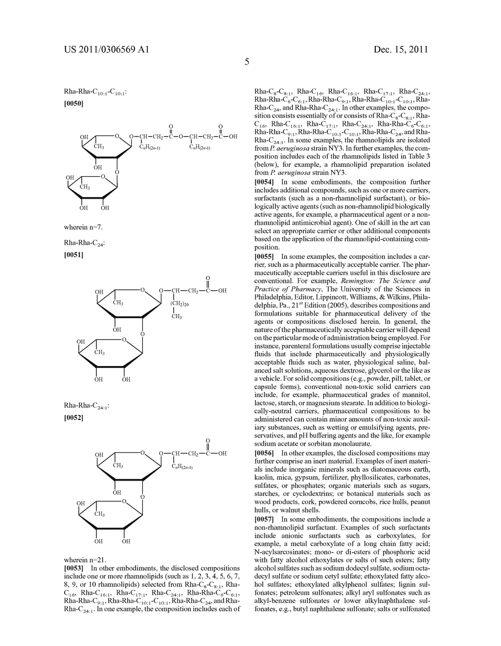 RHAMNOLIPID BIOSURFACTANT FROM PSEUDOMONAS AERUGINOSA STRAIN NY3 AND     METHODS OF USE - diagram, schematic, and image 15