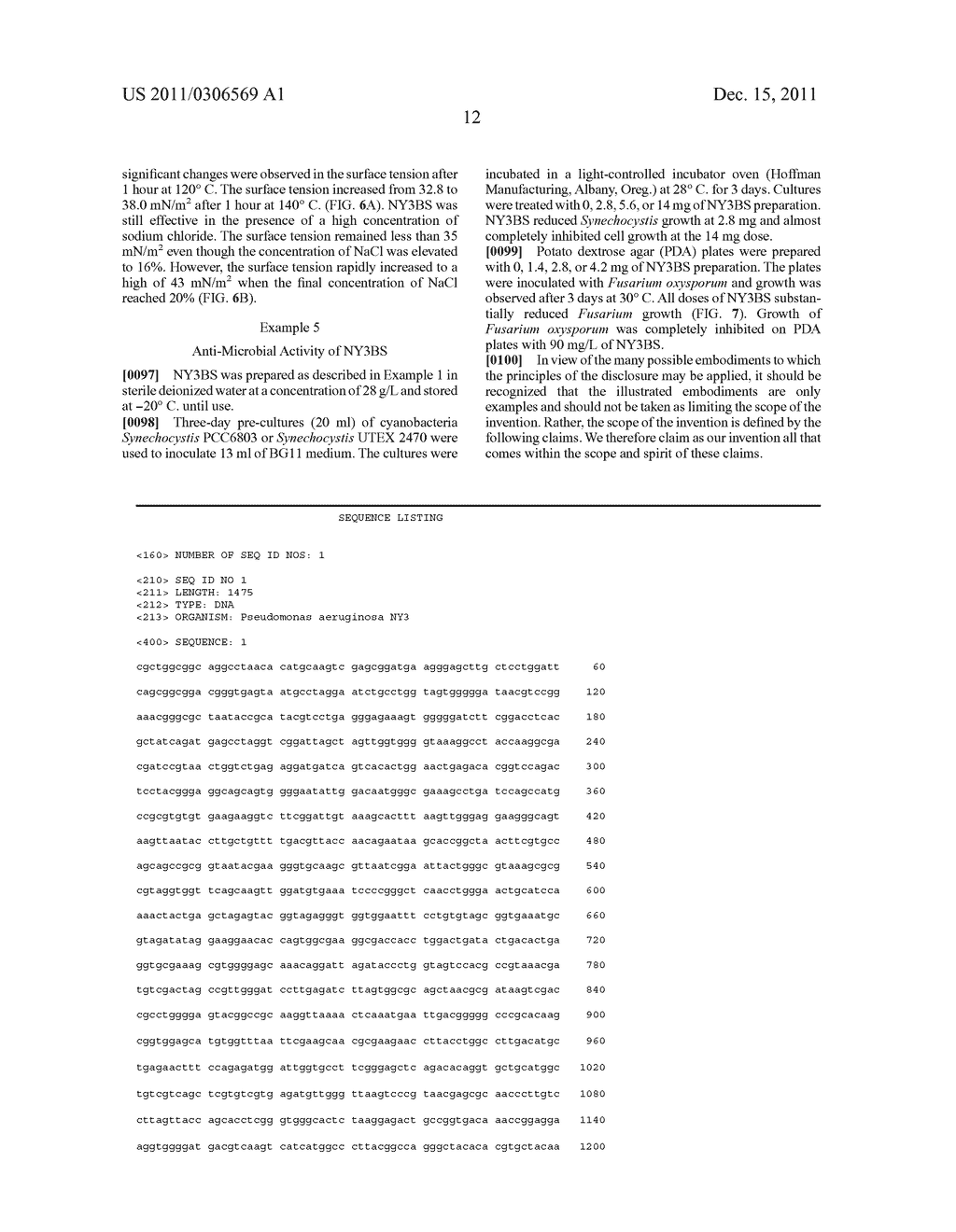 RHAMNOLIPID BIOSURFACTANT FROM PSEUDOMONAS AERUGINOSA STRAIN NY3 AND     METHODS OF USE - diagram, schematic, and image 22