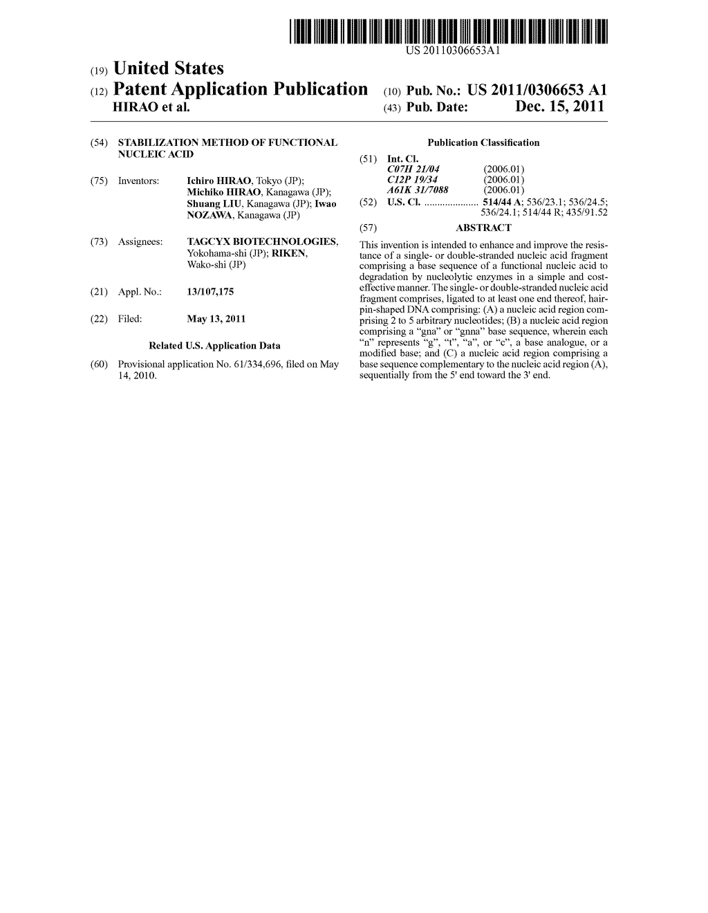 STABILIZATION METHOD OF FUNCTIONAL NUCLEIC ACID - diagram, schematic, and image 01