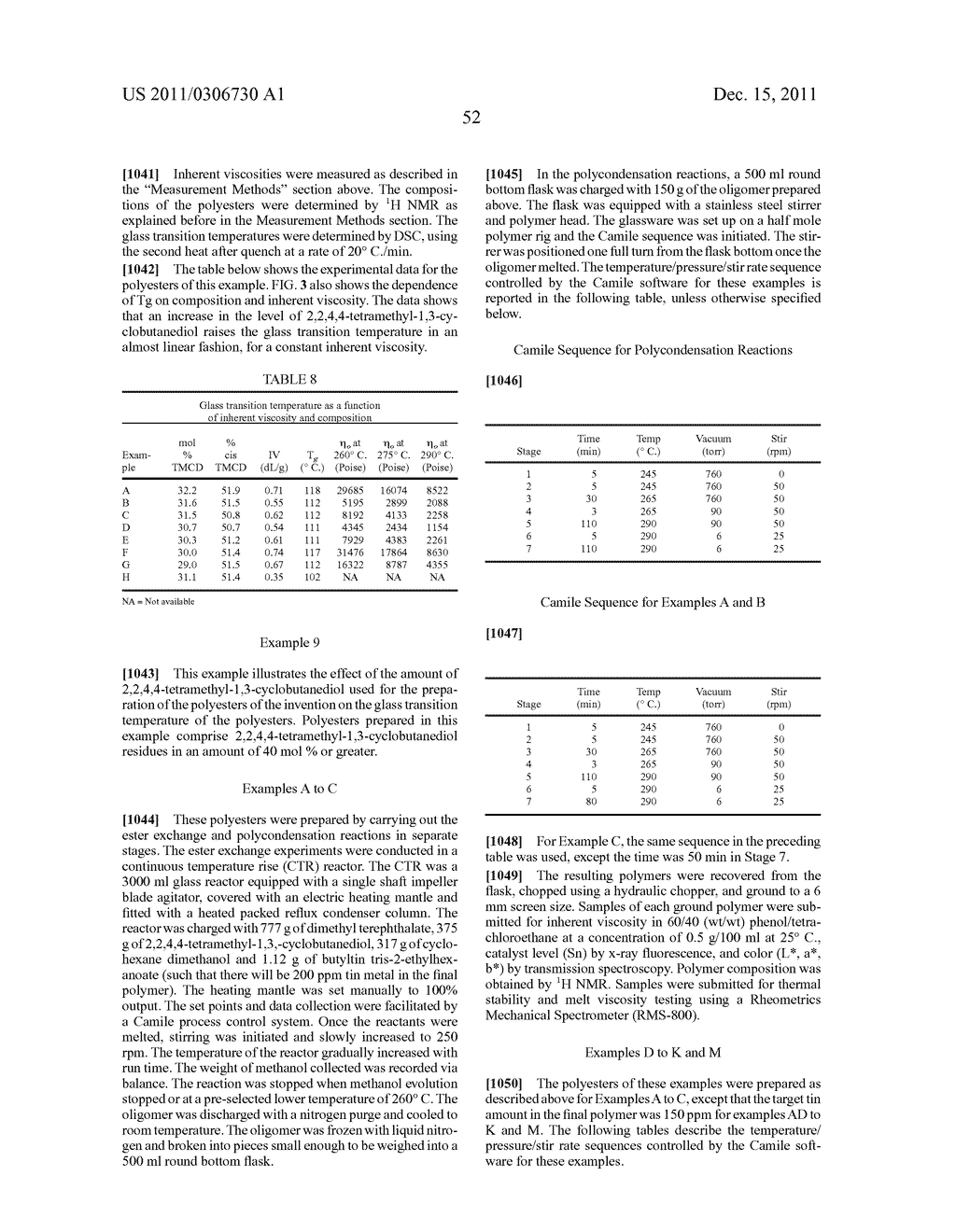 POLYESTER COMPOSITIONS CONTAINING CLYCLOBUTANEDIOL HAVING A CERTAIN     COMBINATION OF INHERENT VISCOSITY AND MODERATE GLASS TRANSITION     TEMPERATURE AND ARTICLES MADE THEREFROM - diagram, schematic, and image 56