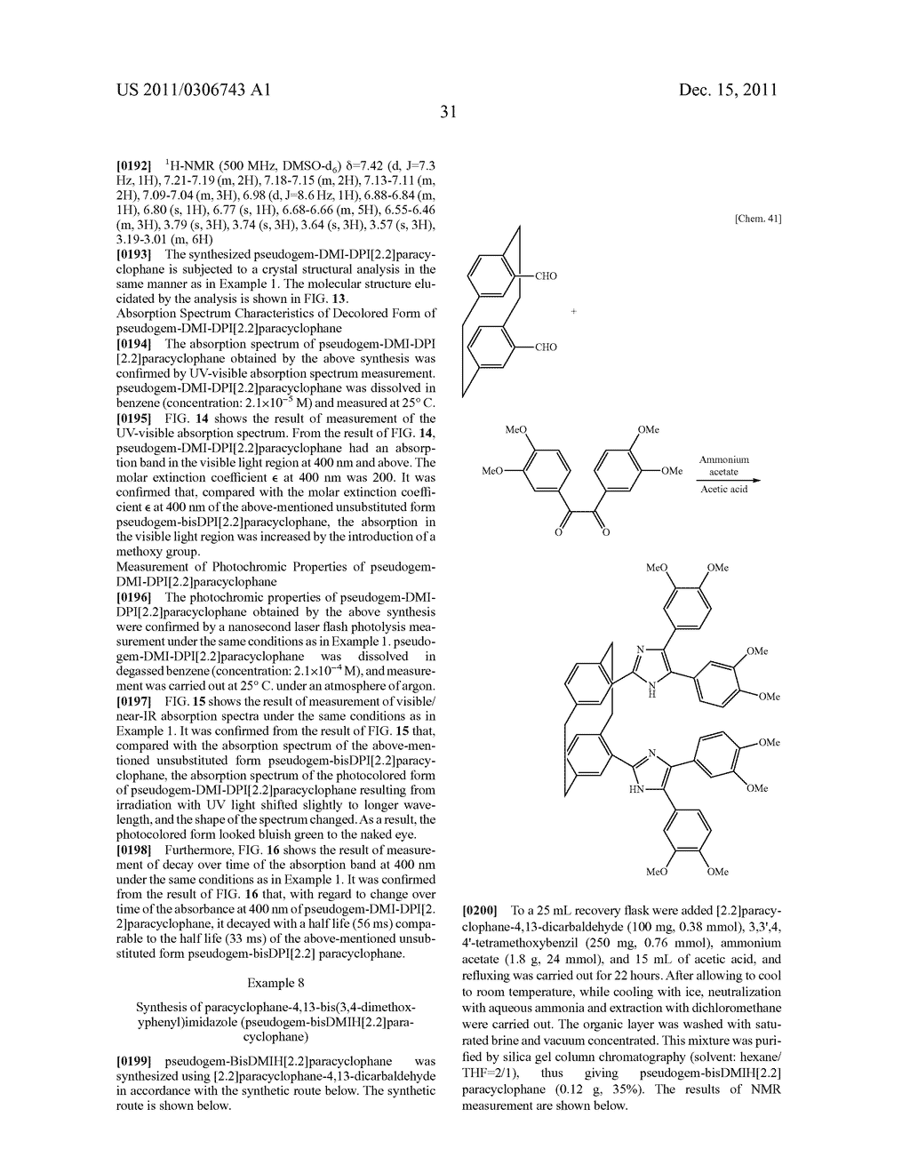 NOVEL CROSSLINKED HEXAARYL BISIMIDAZOLE COMPOUND AND DERIVATIVE THEREOF,     METHOD FOR PRODUCING THE COMPOUND AND PRECURSOR COMPOUND TO BE USED IN     THE PRODUCTION METHOD - diagram, schematic, and image 46