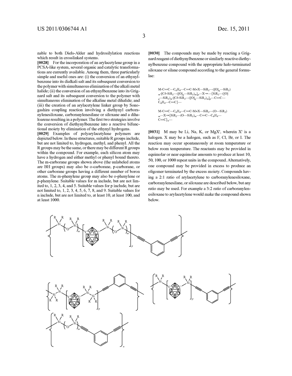 POLYARYLACETYLENES CONTAINING SILOXANE, SILANE, AND CARBORANE MOIETIES - diagram, schematic, and image 11