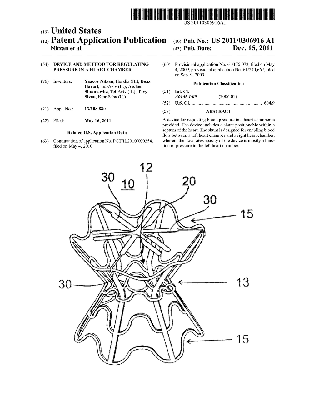 DEVICE AND METHOD FOR REGULATING PRESSURE IN A HEART CHAMBER - diagram, schematic, and image 01