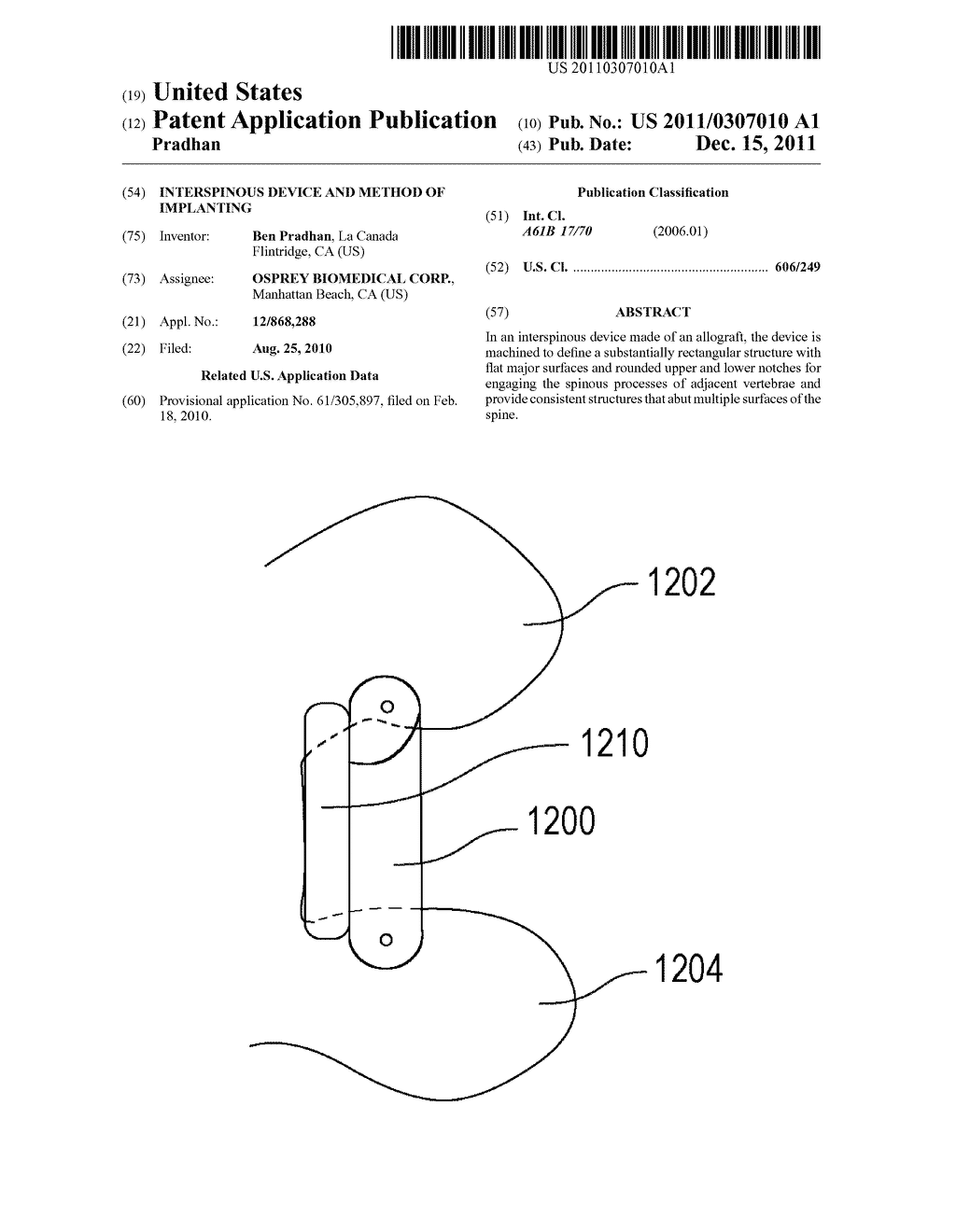 INTERSPINOUS DEVICE AND METHOD OF IMPLANTING - diagram, schematic, and image 01