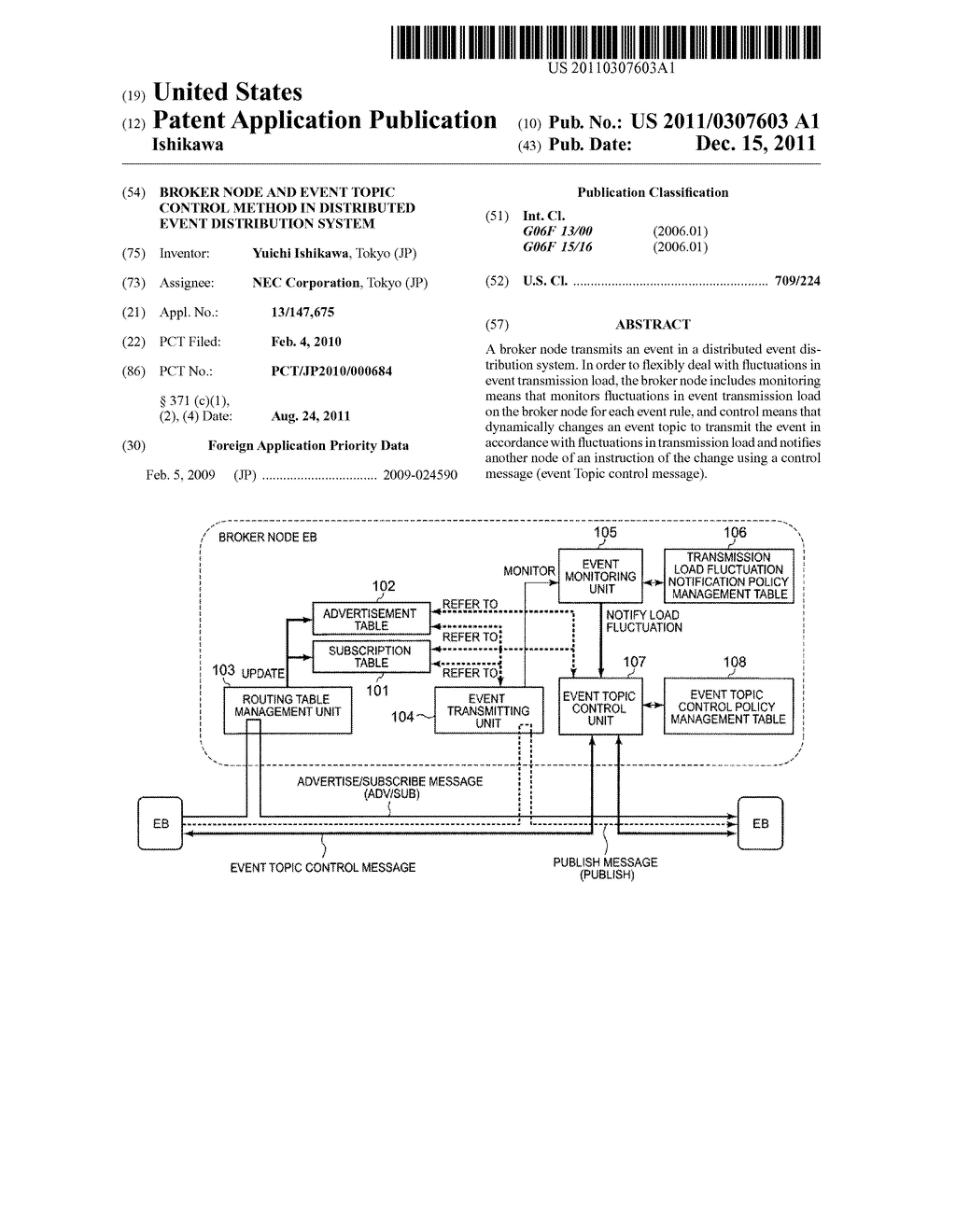 BROKER NODE AND EVENT TOPIC CONTROL METHOD IN DISTRIBUTED EVENT     DISTRIBUTION SYSTEM - diagram, schematic, and image 01