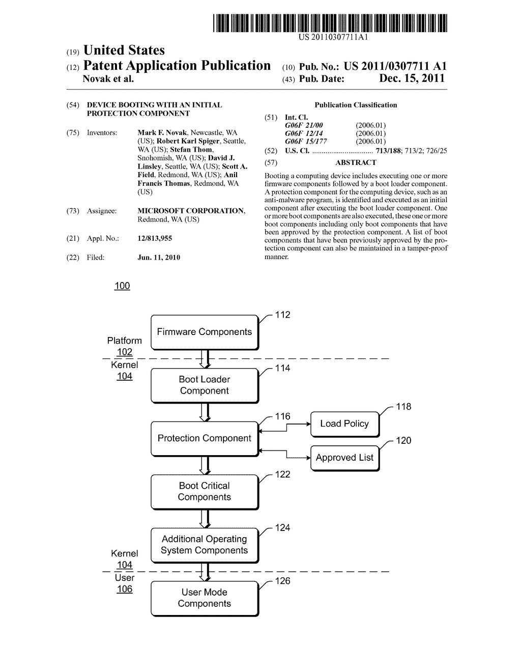 DEVICE BOOTING WITH AN INITIAL PROTECTION COMPONENT - diagram, schematic, and image 01