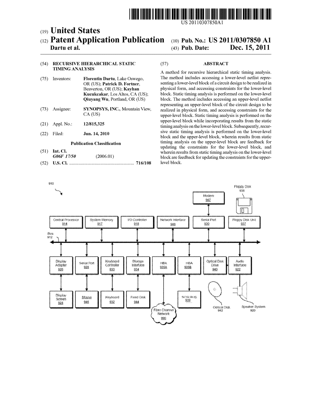 RECURSIVE HIERARCHICAL STATIC TIMING ANALYSIS - diagram, schematic, and image 01