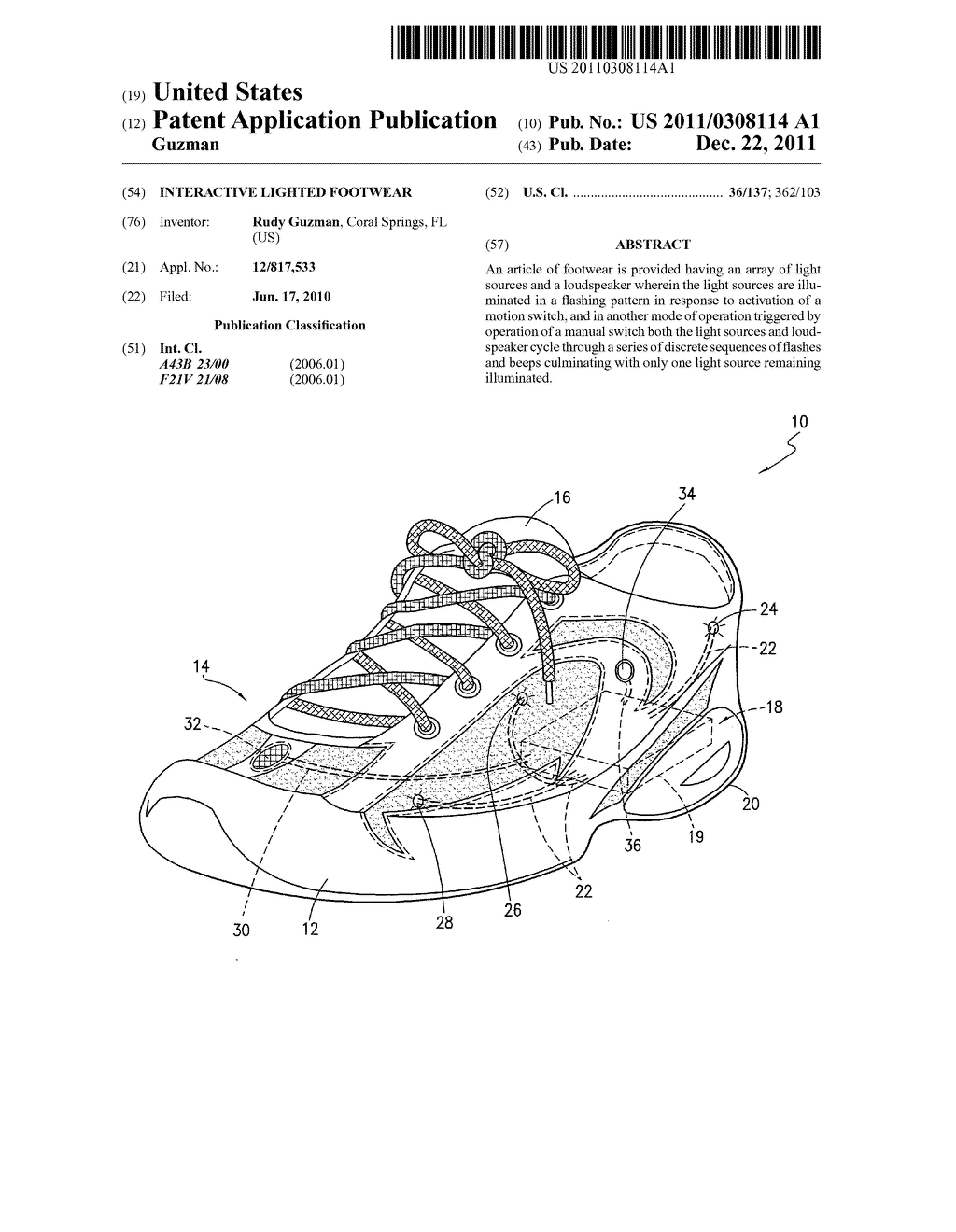 INTERACTIVE LIGHTED FOOTWEAR - diagram, schematic, and image 01