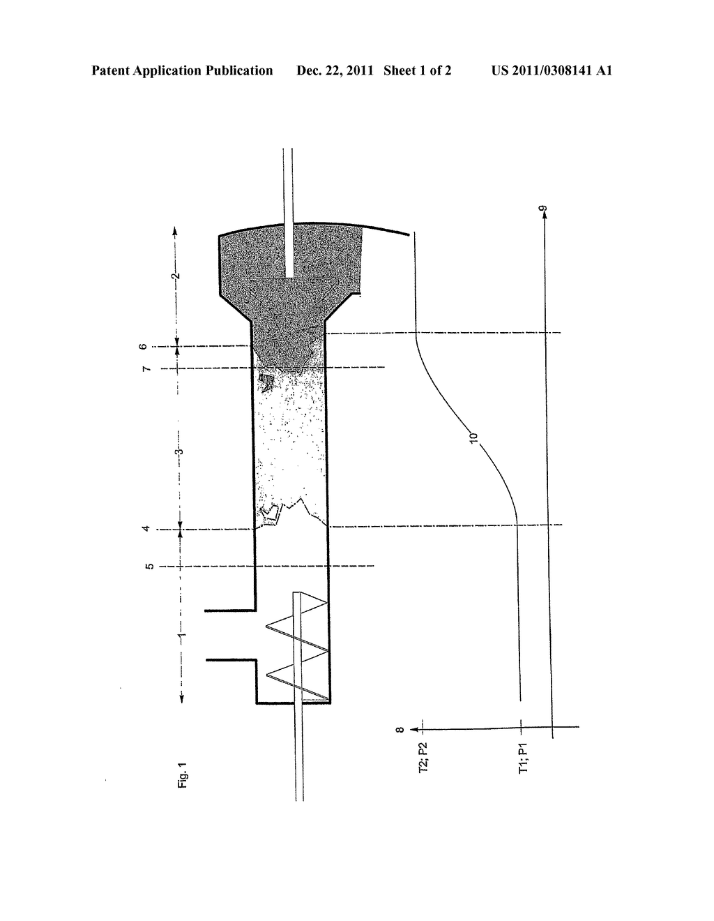 Methods and devices for continuous transfer of particulate and/or fibrous     material between two zones with different temperatures and pressures - diagram, schematic, and image 02