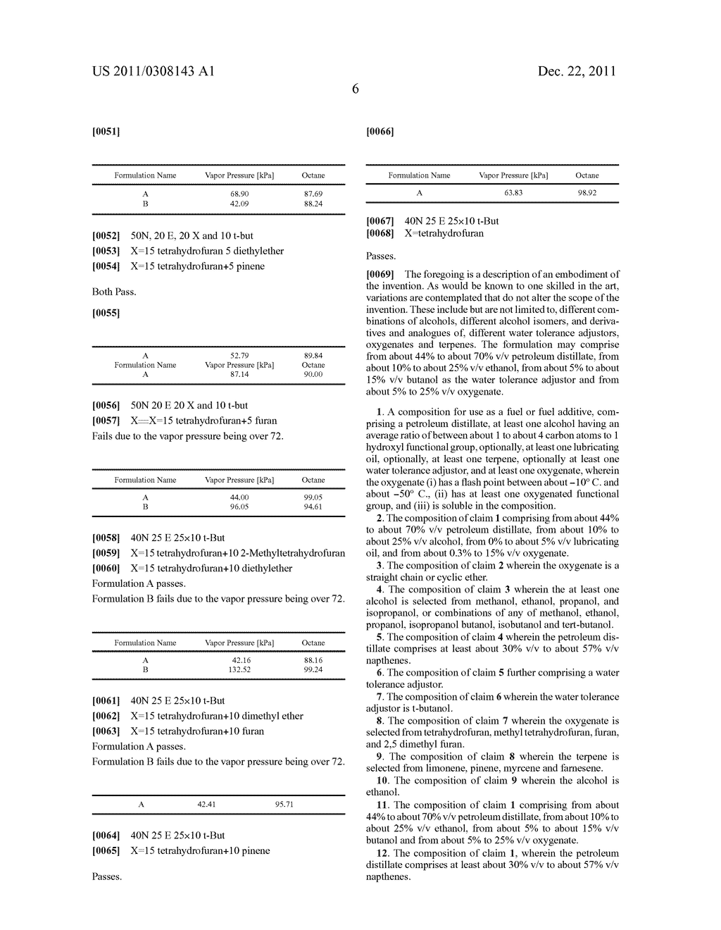 COMPOSITION FOR USE AS A FUEL OR FUEL ADDITIVE IN A SPARK IGNITION ENGINE,     ITS MANUFACTURE AND USE - diagram, schematic, and image 07