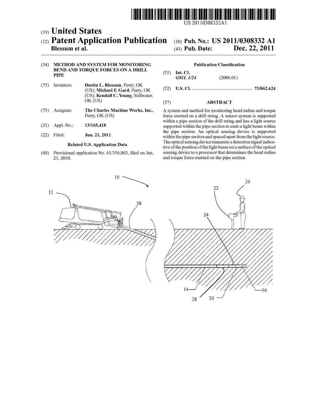 Method And System For Monitoring Bend And Torque Forces On A Drill Pipe - diagram, schematic, and image 01