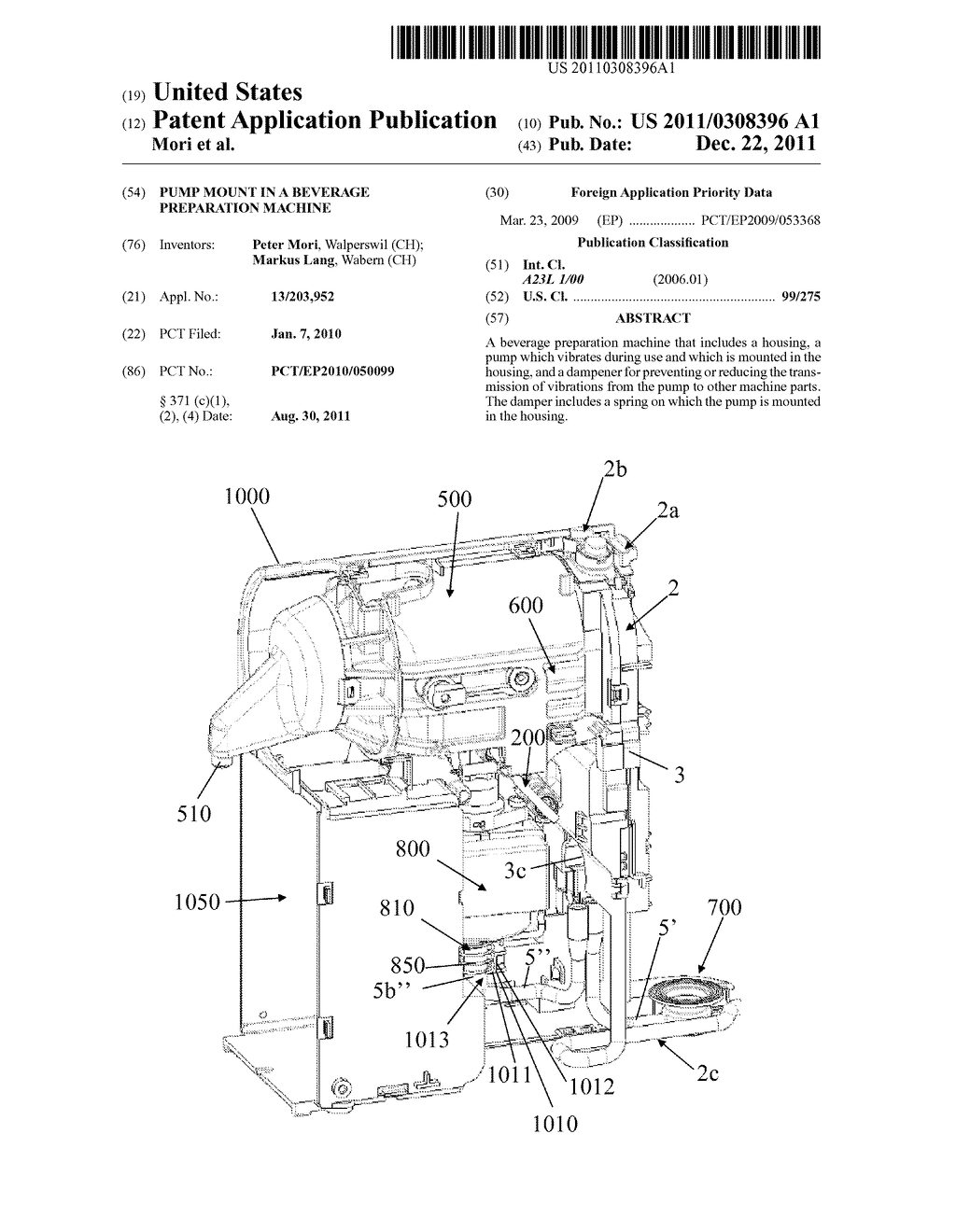 PUMP MOUNT IN A BEVERAGE PREPARATION MACHINE - diagram, schematic, and image 01