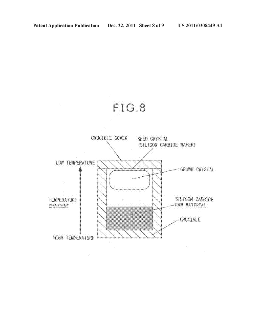 CRUCIBLE FOR PRODUCING SINGLE-CRYSTAL SILICON CARBIDE, AND PRODUCTION     APPARATUS AND PRODUCTION METHOD FOR PRODUCING SINGLE-CRYSTAL SILICON     CARBIDE - diagram, schematic, and image 09