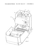 DISPENSER FOR MOIST WIPE MATERIAL, A WEB OF MATERIAL FOR USE THEREIN AND     FLUTED ROLLER diagram and image