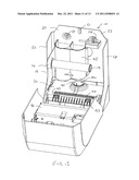 DISPENSER FOR MOIST WIPE MATERIAL, A WEB OF MATERIAL FOR USE THEREIN AND     FLUTED ROLLER diagram and image